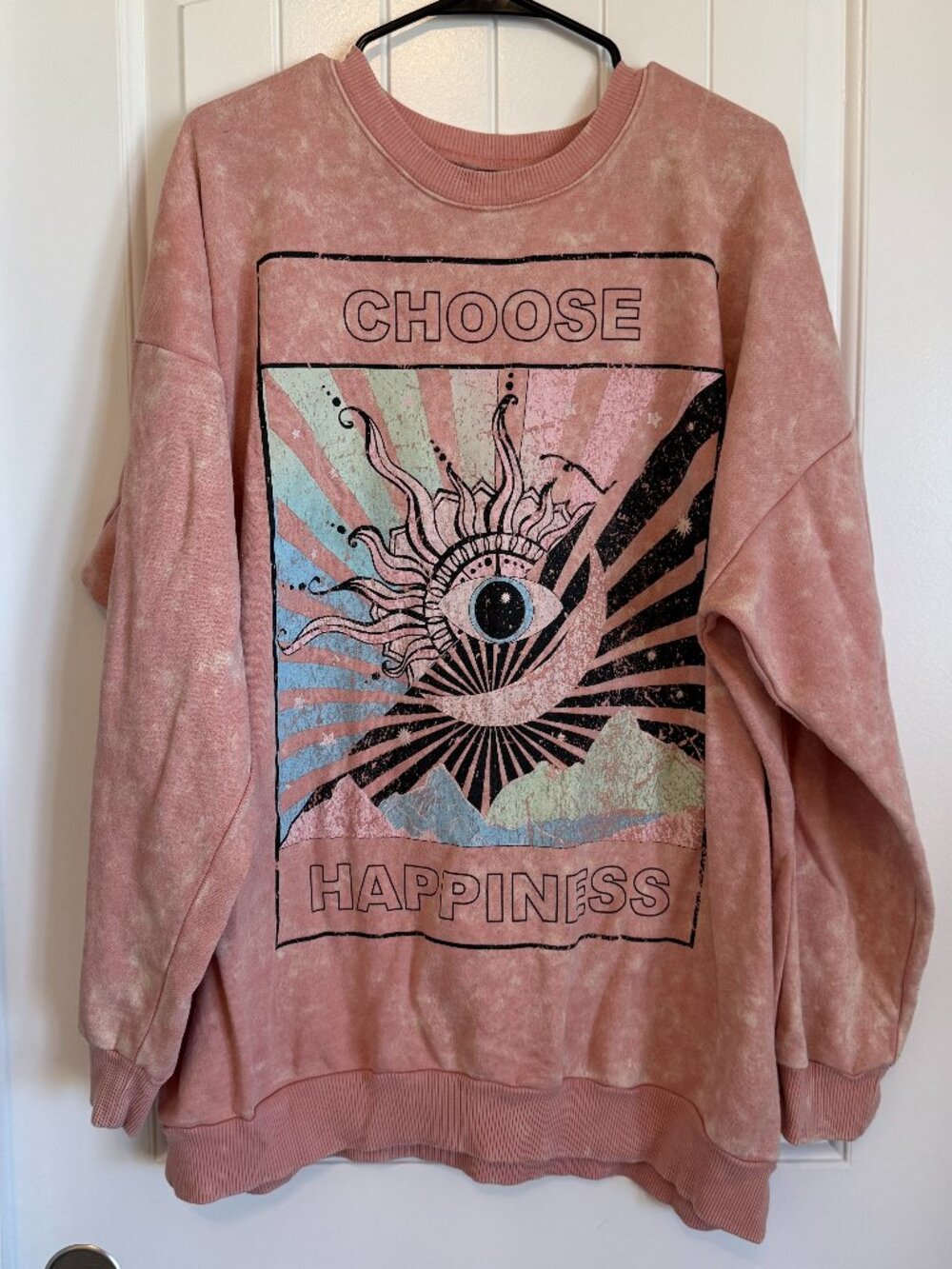Pink "Choose Happiness" graphic sweatshirt. - Picture 1 of 6